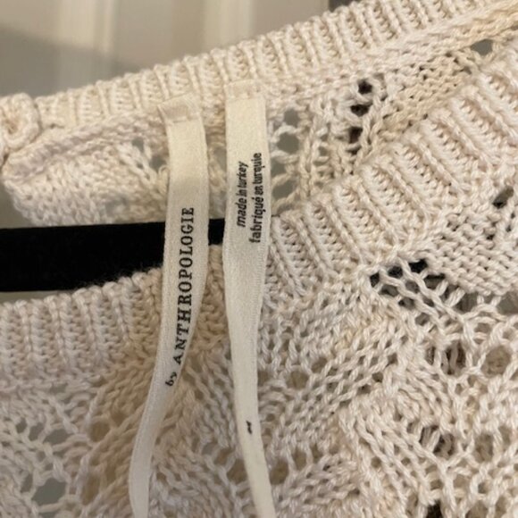 Anthropologie Crochet Stiched Sweater Tee, Size Medium. - Picture 2 of 7